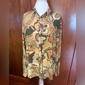 ⚜️ ZARA PAISLEY BUTTON UP LONG SLEEVE SHIRT SIZE XL ⚜️